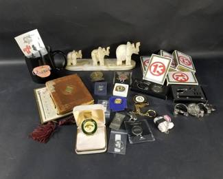 132 Lot 581 Box of miscellaneous Ocean 13 poker cards key