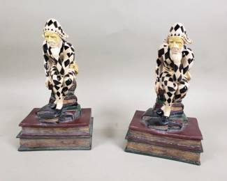 267 Lot 288 Vintage Harlequin jester bookends