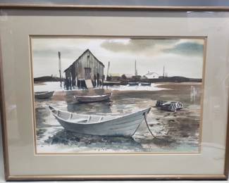 065 Lot 163 Vintage signed Jake Lee watercolor painting