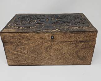 770 Lot 83a Vintage carved wood Tree of Life jewelry box