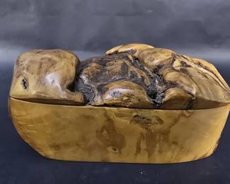 472 Lot 16 Vintage yellow birch burl trinket box