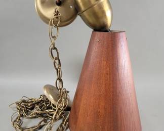 619 Lot 374 Mid century Modern walnut and brass hanging
