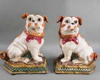 309 Lot 613 Pair of ceramic pug figurine bookends