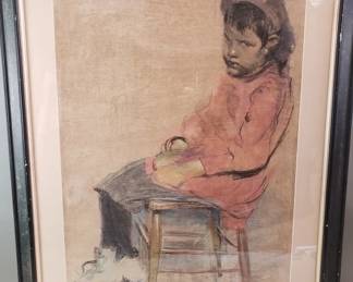 661 Lot 46 Impressioniststyle mixed media figurative drawing