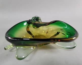 229 Lot 406 Mid century hand blown clam shell form art glass