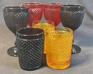 355 Lot 375h Lot of vintage Indian glass diamond pattern