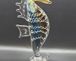 218 Lot 378h Murano handblown multicolor art glass seahorse