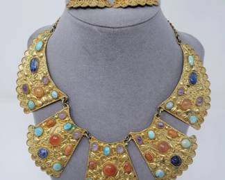 457 Lot 116 Vintage goldgilt over silver Egyptian panel bib