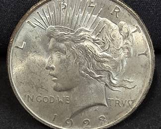 460 Lot 120 1923 Peace silver dollar coin
