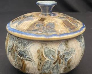 577 Lot 342h Signed handpainted pottery with lid