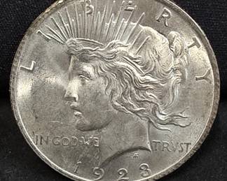 772 Lot 89 1923 Peace silver dollar coin