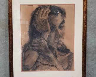 503 Lot 209 Framed characol portrait