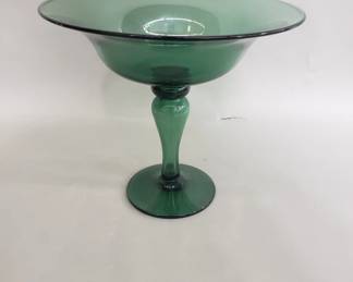 453 Lot 112 Antique green glass compote