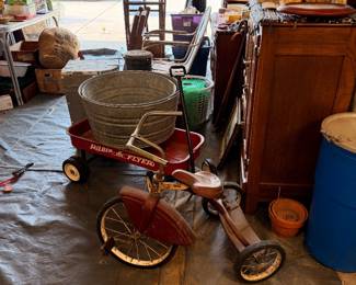 Radio flyer wagon and Evan’s antique tricycle 