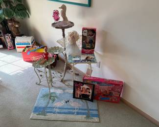 Plant Stands, Barbies, Flamingo Rug