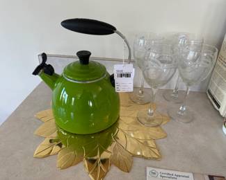 Palm Tree Wine Glasses, Le Creuset Tea Kettle