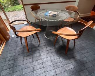 Knoll Plattner dining table and wood Cherner chairs