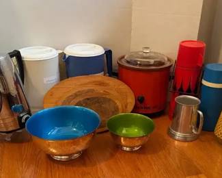 Vintage Crock Pot And Percolator
