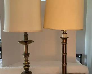 Two BrassMetal Vintage Table Lamps