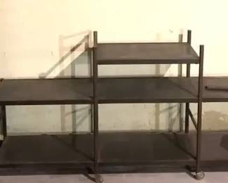 Vintage Rolling Metal Shelf Modular Shelving
