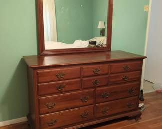 Ethan Allen Solid Cherrywood Dresser and Mirror