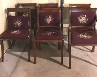 Antique Dining Room Chairs With Needlepoint Floral Seats
