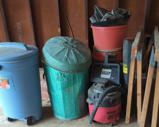 Shop Vac, Sawhorses, Leaf Disposal And Trashcans