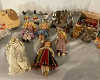 VintageAntique Dolls, Wooden Critters, Felted Animals, and Other Toys