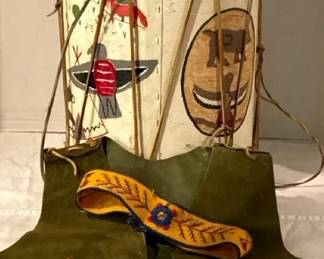 Vintage Drum , Leather Vest, Headband