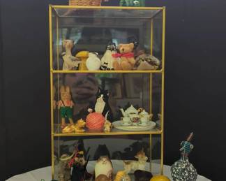 Tiny Collectible Critters And Glass Tchochke Shelf