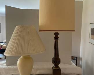 MCM Wood Table Lamp OffWhite Ceramic Table Lamp