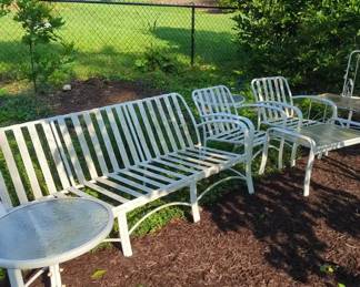 White Patio Sofa, Coffee Table And Side Tables