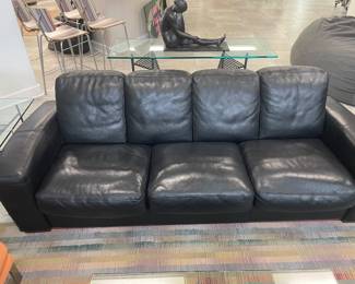 Roche Bobois black leather couch
