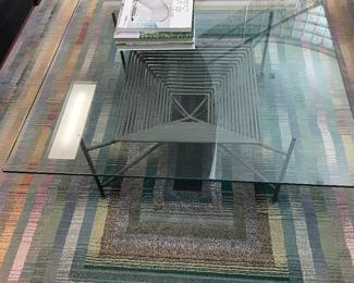 Roche Bobois metal and glass coffee table 