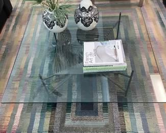 Roche Bobois metal and glass coffee table 