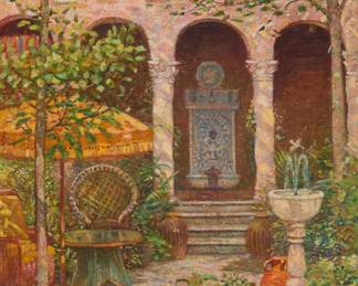 1347 William Ernest Chapman (1858-1947) Ornate interior courtyard, 1930 Oil on canvas Signed, dated, and inscribed lower left: William Ernest Chapman / 1930 / "Palm Beach" 24 x 20 in. Estimate: $400 - $600