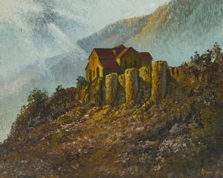 1322 Firdusy Zakaryan (20th Century) "Akhtala" Oil on canvas Signed in Armenian lower right: Firdusy; signed again and titled in Armenian, verso 22 x 28 in. Estimate: $400 - $600
