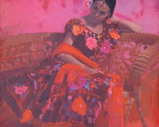 1176 Donald "Putt" Putman (1926-2007) "Olivera Dancer" Paint enhanced giclee on canvas Signed in the image; titled on the tacking edge and inscribed "Giclla," verso 40 x 30 in. Estimate: $500 - $700