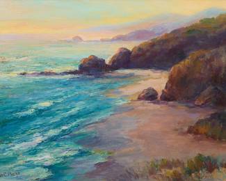 1068 Adele (also Adelle) C. Phelps (1866-1945) Rocks on the coast Oil on board Signed lower left: Adelle C. Phelps 12 x 16 in. Estimate: $300 - $500