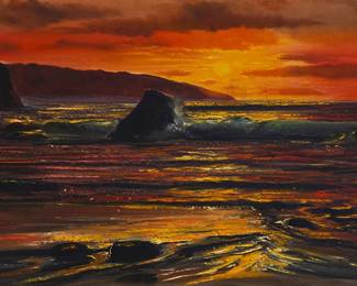 1246 Violet Parkhurst (1921-2008) Ocean sunset, circa late 1970s Oil on canvas Signed lower right: Parkhurst 24 x 48 in. Estimate: $600 - $800