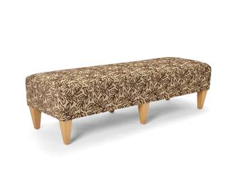 1145 A Contemporary upholstered bench Early 21st century With foliate pattern chenille fabric Height 20 1/2 in., width 75 in., depth 24 1/2 in. Estimate: $400 - $600
