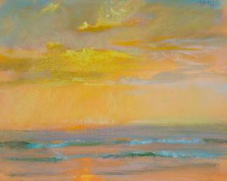 1193 Peter Adams (b. 1950) Sunset seascape Pastel on paperboard Signed upper right: Adams 9 1/4 x 12 1/4 in. Estimate: $300 - $500