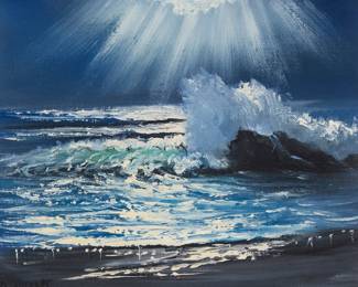 1204 Violet Parkhurst (1921-2008) Nocturnal seascape Oil on canvasboard Signed lower left: Parkhurst 8 x 10 in. Estimate: $200 - $300