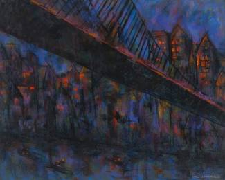 1252 Ethel Lerer Keller (20th Century) "Nocturne," circa 1952 Pastel on paper Signed lower right: Ethel Lerer Keller; signed again and titled, possibly in another hand on the frame's backing board Sight: 19 1/2 x 23 1/2 in. Estimate: $300 - $500