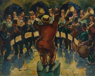 1052 Kjell Löwenadler (1905-1993) Conductor and band, 1930 Oil on canvas Signed and dated upper left: Löwenalder 1930 20 3/4 x 26 3/4 in. Estimate: $500 - $700