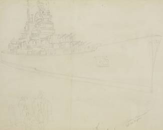 1094 Arthur Beaumont (1890-1978) "USS Los Angeles" Pencil on paper Signed and titled in pencil lower right: Arthur Beaumont Sight: 18 1/4 x 24 1/4 in. Estimate: $300 - $500