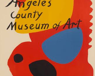 1139 After Alexander Calder (1898-1976) "Los Angeles County Museum of Art" Poster, 1965 Lithographic poster in colors on paper From the edition of unknown size and date Unsigned; with the initials and date printed as part of the image; Los Angeles County Museum of Art, Los Angeles, CA, pub. Sight: 31 3/4 x 24 1/4 in. Estimate: $400 - $600
