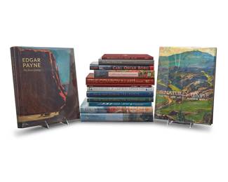 1259 A group of fourteen California fine art books Late 20th/early 21st century Comprising hardcover and softcover books monographs of Edgar Payne, William Wendt, Percy Gray, Carl Oscar Borg, Granville Redmond, and Franz A. Bischoff, with books on related topics such as Plein Air, California Impressionism, and the Selections from the Irvine Museum 14 pieces Largest height 12 1/4 in., width 11 in., depth 1 3/8 in. Estimate: $300 - $500