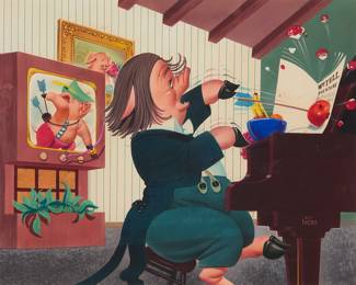 1012 Bill Layne (1911-2005) "William Tell Overture" Acrylic on board Signed lower right: Bill Layne; titled by repute Sight: 10 x 12 1/2 in. Estimate: $300 - $500