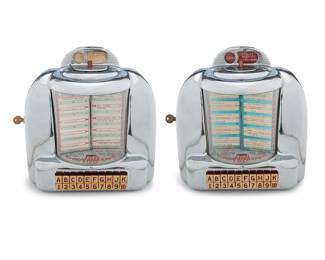 1070 A pair of Seeburg '100 Wall-o-Matic' jukebox selectors Manufactured 1948-1958 Wall boxes with serial numbers '194226' and '165179,' electrified 2 pieces Height of each 13 in., width 12 1/4 in., depth 6 in. Estimate: $300 - $500